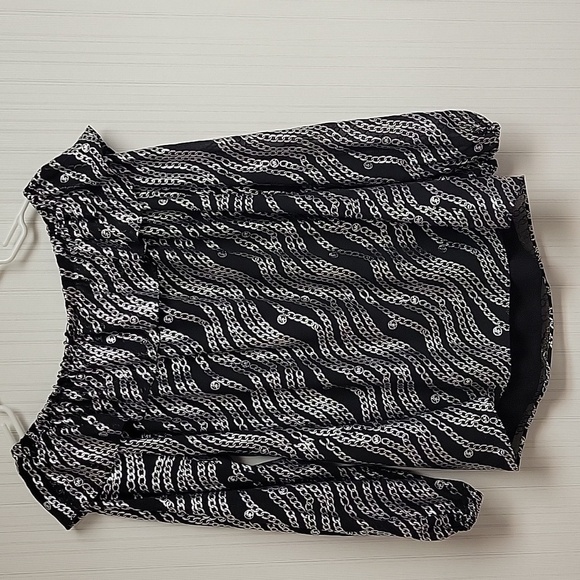 MICHAEL Michael Kors Chain Print Blouse. women's Sheer, PS black silver NWT - Picture 6 of 9